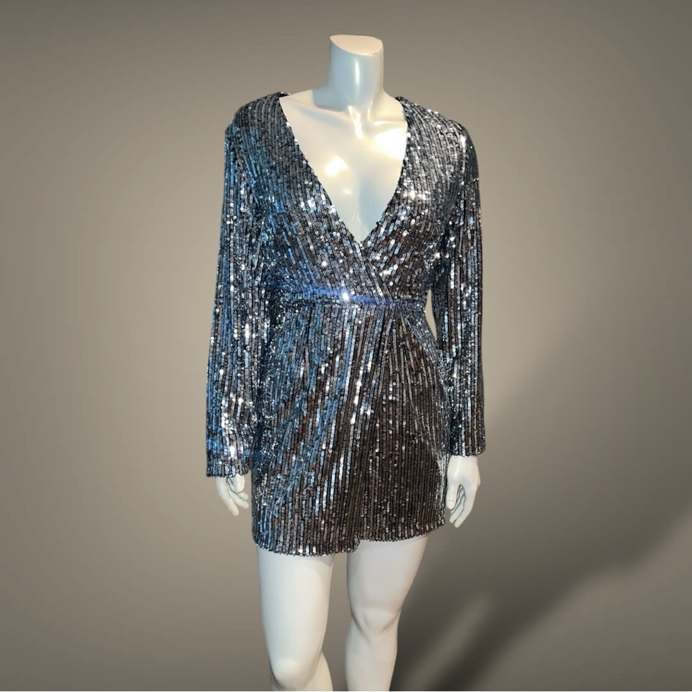 PrettyLittleThing Silver Sequin Mini Dress